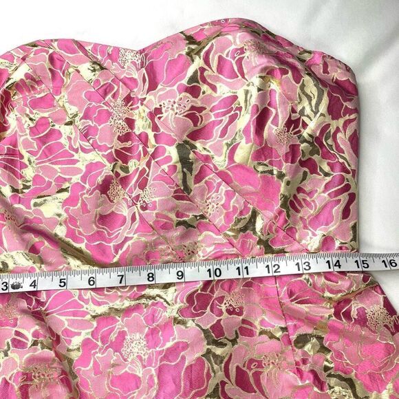 Lilly Pulitzer RAYA Dress Metallic Multi Pirates Bootyniere Jacquard Pink 8 - Picture 9 of 12